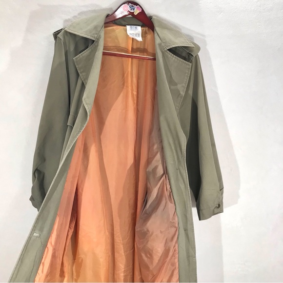 Authentic vintage TOGETHER canvas cargo military style trench coat olive green - Picture 6 of 14